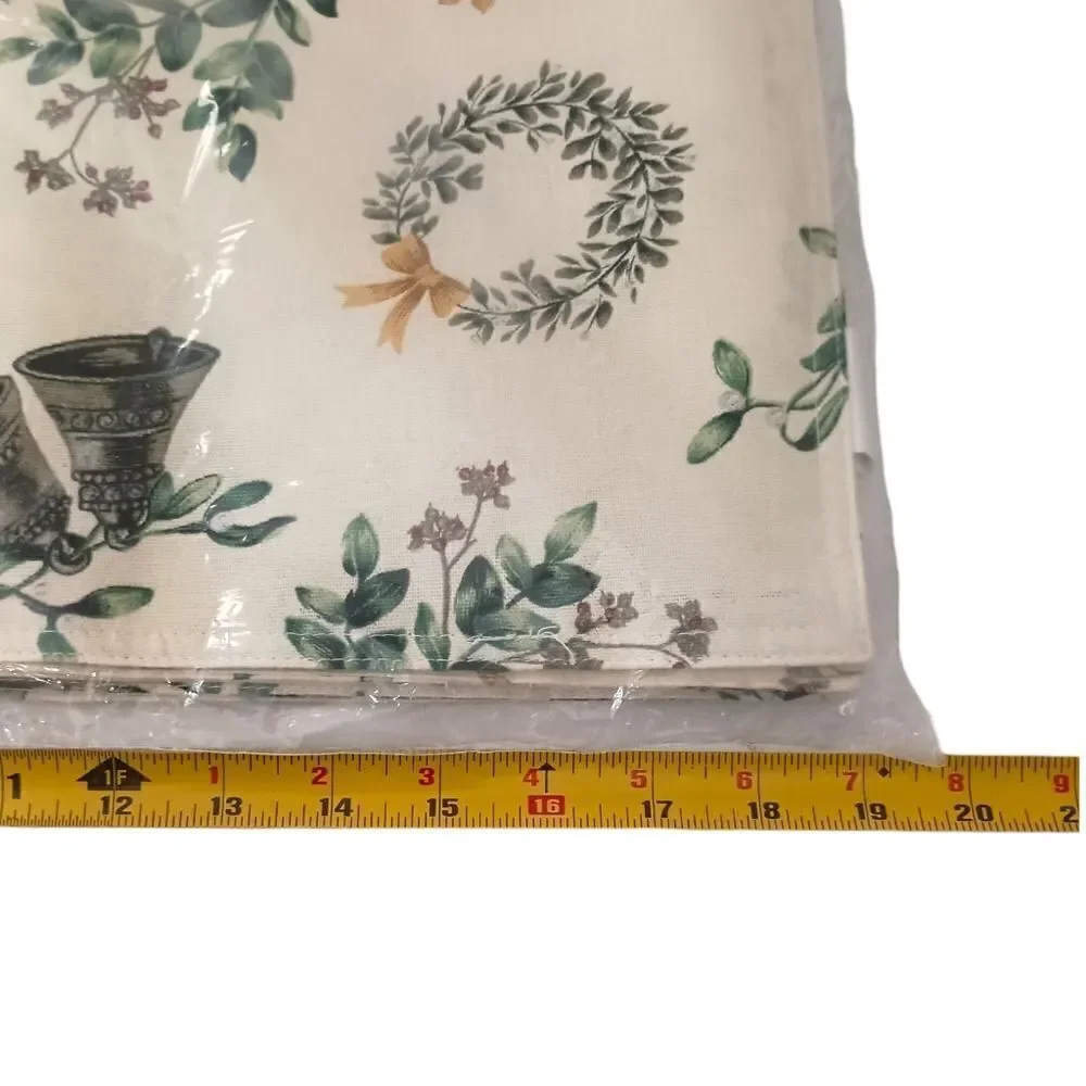 6 MARTHA STEWART Placements Bells Greenery Fabric Christmas Holiday Winter NEW.‎
